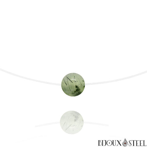 Collier de nylon à perle de prehnite 10mm en pierre naturelle