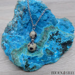 Collier deux perles de jaspe lamparci et acier inoxydable