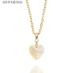 Collier doré à pendentif coeur champagne en verre et acier inoxydable