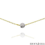 Collier doré à perle de quartz tourmaline 8mm en pierre naturelle et acier inoxydable
