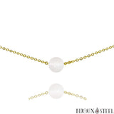 Collier doré à perle de sélénite 10mm en pierre naturelle et acier inoxydable