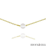 Collier doré à perle de sélénite 8mm en pierre naturelle et acier inoxydable