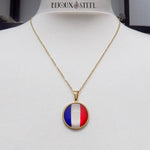 Collier doré France sous cabochon et sa chaîne en acier inoxydable