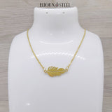 Collier doré feuille en acier inoxydable pour femmes