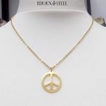 Collier doré Peace and Love en acier inoxydable