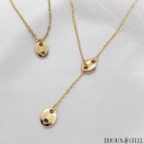 Collier Y et collier à pendentif dorés en acier inoxydable