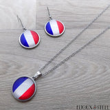 Collier et boucles d'oreilles France en acier inoxydable