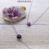 Collier et bracelet argentés en acier inoxydable et pierre naturelle