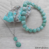 Collier et bracelet en perles d'amazonite pierre naturelle