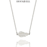 Collier feuille argenté en acier inoxydable