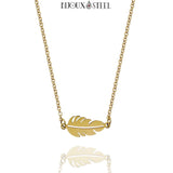Collier feuille doré en acier inoxydable