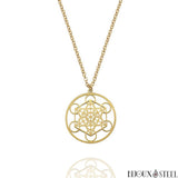 Pendentif Métatron doré 2cm sur fine chaîne en acier inoxydable