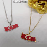 Colliers à pendentifs hommes et femmes carte de la Turquie en acier