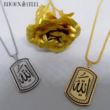 Colliers à pendentifs plaques musulmanes Allah en acier inoxydable