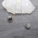 Colliers perle de quartz tourmaline noire en acier inoxydable et pierre 