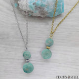 Colliers en pierre d'amazonite et acier inoxydable doré ou argenté