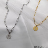 Colliers maille trombone à pendentifs médailles rondes lettres personnalisables en acier inoxydable