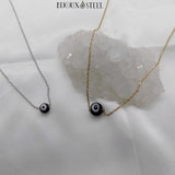 Colliers perle mauvais oeil noir et blanc sur fine chaîne en acier inoxydable
