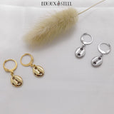 Boucles d'oreilles anneaux à pendentifs grains de café en acier inoxydable