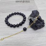 Parure bracelets en pierre naturelle de tourmaline noire
