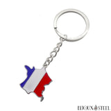 Porte-clés argenté carte de la France en acier inoxydable