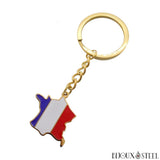Porte-clés doré carte de la France en acier inoxydable