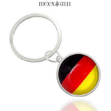 Porte-clés anneau argenté drapeau de l'Allemagne sous cabochon en résine