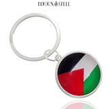 Porte-clés anneau argenté drapeau de la Palestine sous cabochon en résine