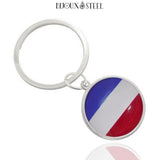 Porte-clés anneau argenté drapeau des Pays-Bas sous cabochon en résine