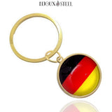 Porte-clés anneau doré drapeau de l'Allemagne sous cabochon en résine