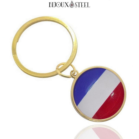 Porte-clés anneau doré drapeau des Pays-Bas sous cabochon en résine