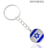 Porte-clés drapeau d'Israël argenté