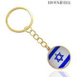 Porte-clés drapeau d'Israël doré