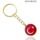 Porte-clés drapeau de la Turquie doré