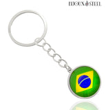 Porte-clés drapeau du Brésil argenté