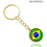 Porte-clés drapeau du Brésil doré