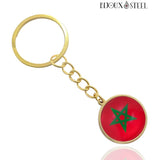 Porte-clés drapeau du Maroc doré