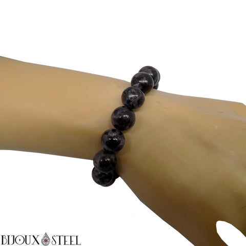 Bracelet en perles de gabbro merlinite ou merlinite mystique 10mm en pierre naturelle