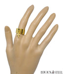 Bague anneau doré ajustable à pendentif croix dorée en acier inoxydable