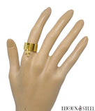 Bague anneau doré ajustable à pendentif croix dorée en acier inoxydable