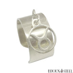 Bague anneau large ajustable argenté à pendentif taureau signe astrologique en acier chirurgical