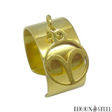 Bague anneau large ajustable doré à pendentif bélier signe astrologique en acier chirurgical