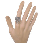 Bague anneau large argenté pampille ajustable à signe du zodiaque bélier en acier chirurgical