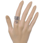 Bague anneau large argenté pampille ajustable à signe du zodiaque capricorne en acier chirurgical