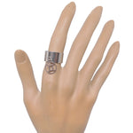 Bague anneau large argenté pampille ajustable à signe du zodiaque des gémeaux en acier chirurgical