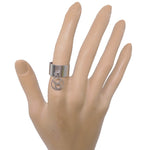 Bague anneau large argenté pampille ajustable à signe du zodiaque taureau en acier inoxydable