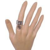 Bague anneau large argenté pampille ajustable à signe du zodiaque vierge en acier inoxydable