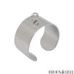 Bague anneau large argentée ajustable à pampille pour pendentifs