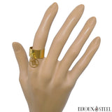 Bague anneau large doré pampille ajustable à signe du zodiaque scorpion en acier chirurgical