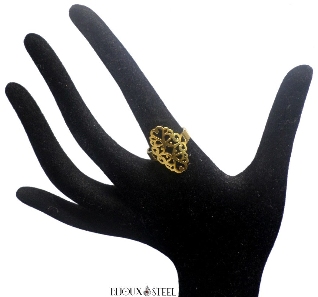 Bague Bohème Réglable En Acier Inoxydable Doré - Femme, Vintage, étanche, Sans Pierre - Made By Nami - 4